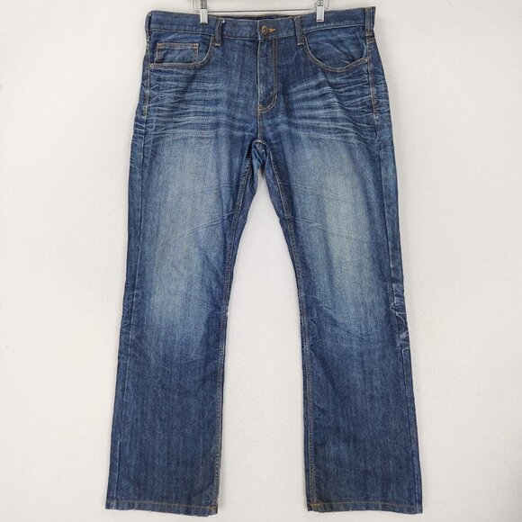 Helix Jeans Mens 38X32 Blue Slim Bootcut Dark Wash Casual Denim Classic Comfort - Picture 1 of 11